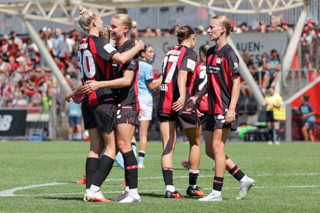08.08.2026, xgrfx, Fussball Testspiel Frauen, Bayer Leverkusen - Feyenoord Rotterdam v.l. Tor, Cornelia Kramer zum 3:0 (Bayer Leverkusen) (DFL DFB REGULATIONS PROHIBIT ANY USE OF PHOTOGRAPHS as IMAGE SEQUENCES and or QUASI-VIDEO) Leverkusen