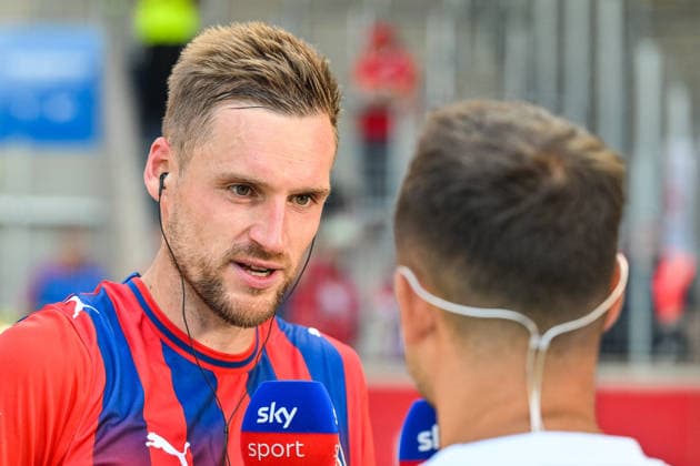 08.08.2026, GER, Fußball, Herren, 2. Bundesliga, 1. FC Heidenheim vs VfL Osnabrück Patrick Mainka (Heidenheim, 6), Interview mit Sky nach Spielende Heidenheim Voith-Arena Baden-Württemberg Deutschland Copyright: xNordphotox xHafnerx