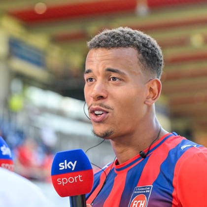 08.08.2026, GER, Fußball, Herren, 2. Bundesliga, 1. FC Heidenheim vs VfL Osnabrück Marcel Costly (Heidenheim, 24), Interview mit Sky nach Spielende Heidenheim Voith-Arena Baden-Württemberg Deutschland Copyright: xNordphotox xHafnerx