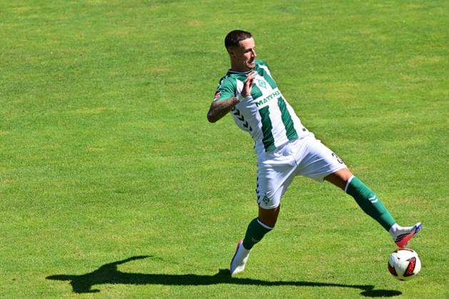 08.08.2026, GER, Freundschaftsspiel SV Werder Bremen vs Paderborn Fussball, Saison 2026 2027), 1.FBL Marco Friedl (Werder Bremen 32 Kapitaen); Oythe Stadion am Oyther Berg Niedersachsen Deutschland Copyright: xnordphotoxGmbHx xKFOTOx