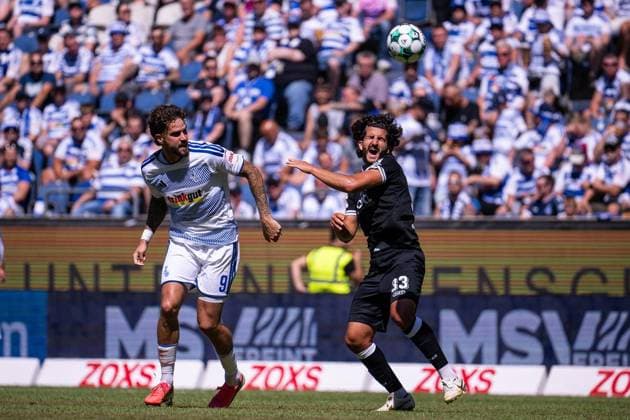 3.Liga MSV Duisburg - SV Meppen ** NUR FÜR REDAKTIONELLE ZWECKE ** EDITORIAL USE ONLY **<p>Fußball 3.Liga MSV Duisburg - SV Meppen am 08.08.26 in der Schauinsland-Reisen Arena in Duisburg Lex Tyger Lobinger Duisburg ),links - Stefan Rankic ( Meppen ),rechts Duisburg Copyright: JakobxKlos
