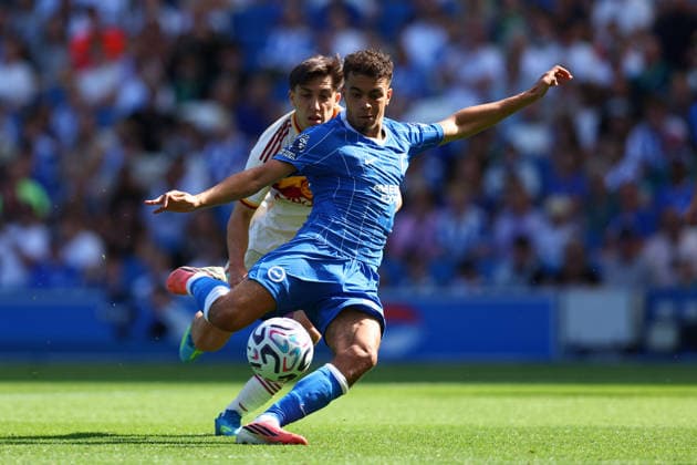 Brighton and Hove, England, 8th August 2026. Yasin Ayari of Brighton & Hove Albion scores to make it 3-0 during the Brighton and Hove Albion vs AS Roma Pre Season Friendly match at the AMEX Stadium, Brighton and Hove. Picture credit should read: Andrew Yates Sportimage EDITORIAL USE ONLY. No use with unauthorised audio, video, data, fixture lists, club league logos or live services. Online in-match use limited to 120 images, no video emulation. No use in betting, games or single club league player publications. SPI_005_PT_Brighton_Roma SPI-4897-0005