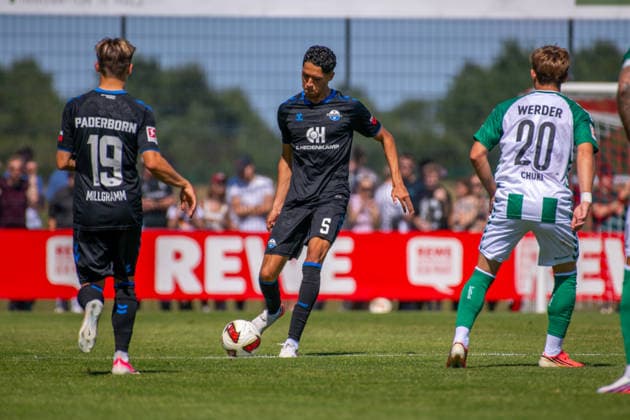 Testspiel: Werder Bremen vs. SC Paderborn 07, 08.08.2026 Santiago Castaneda (SC Paderborn 07, 5); Testspiel: Werder Bremen vs. SC Paderborn 07 am 08.08.2026 in Vechta (Stadion Oyther Berg), Germany, Copyright: xBEAUTIFULxSPORTS Neddermannx