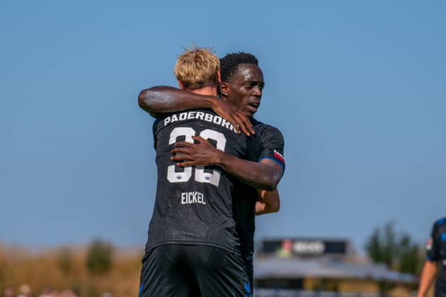 Testspiel: Werder Bremen vs. SC Paderborn 07, 08.08.2026 Lasse Eickel (SC Paderborn 07, 32), Kennedy Okpala (SC Paderborn 07, 10); Testspiel: Werder Bremen vs. SC Paderborn 07 am 08.08.2026 in Vechta (Stadion Oyther Berg), Germany, Copyright: xBEAUTIFULxSPORTS Neddermannx
