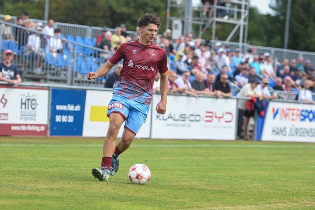 Fußball I Herren I Saison 2026-2027 I Regionalliga Nord I 2. Spieltag I SC Weiche Flensburg 08 - Eimsbütteler TV I 08.08.2026 Theo Behrmann (2, SC Weiche Flensburg 08) Copyright: xLobeca JanxKirschnerx