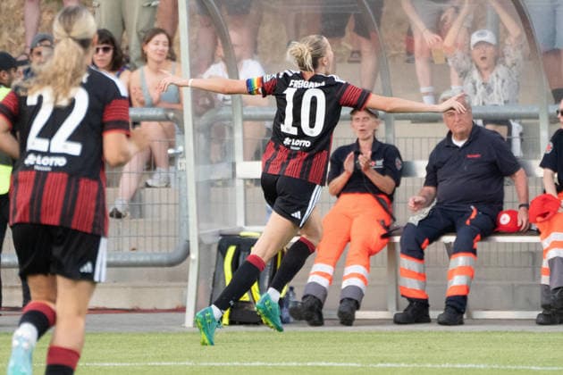 08.08.2026, xhfmx, Fussball UEFA WCLQ, Eintracht Frankfurt - Malmö FF Laura Freigang (Eintracht Frankfurt, 10) bejubelt Ihren Treffer zum 2:0 gegen Malmö Tor, Goal, Jubel ,Celebratiom (DFL DFB REGULATIONS PROHIBIT ANY USE OF PHOTOGRAPHS as IMAGE SEQUENCES and or QUASI-VIDEO) Frankfurt