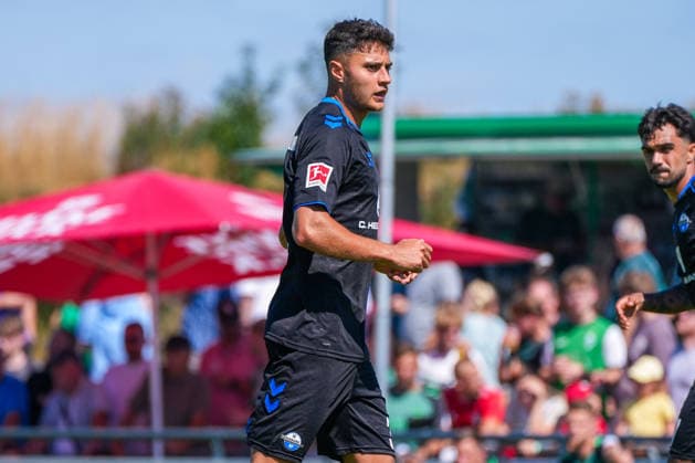 Stefano Marino (SC Paderborn 07, 30), Deutschland: Fussball, Saison 2026 27, erstes Testspiel des Tages, 08.08.2026, Werder Bremen vs SC Paderborn 07, Stadion am Oyther Berg (Oythe, Vechta, Niedersachsen) Copyright: xLeonxFrickx