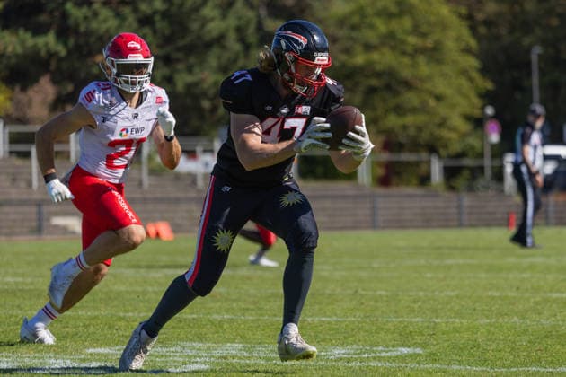 Sven Appelt Düsseldorf Panther vs Potsdam Royals Sven Appelt Tight End 47 Düsseldorf Panther vs Potsdam Royals im Panther Stadion in Düsseldorf (Deutschland, Nordrhein Westfalen). American Football, 09. Spieltag der Effect Energy GFL Saison 2026. Endstand: 00:49
