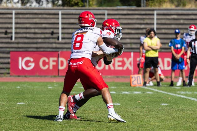 Hugh Harvey Düsseldorf Panther vs Potsdam Royals Hugh Harvey Quarterback 8 Düsseldorf Panther vs Potsdam Royals im Panther Stadion in Düsseldorf (Deutschland, Nordrhein Westfalen). American Football, 09. Spieltag der Effect Energy GFL Saison 2026. Endstand: 00:49