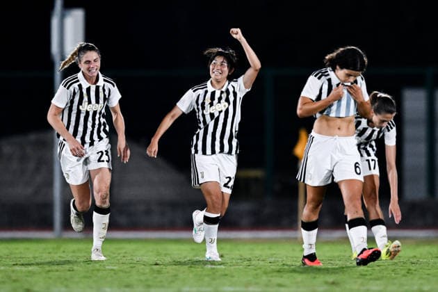260808 Remina Chiba of Juventus celebrates scoring 2-1 during the Women s Champions League qualifying match between Juventus and Hammarby on August 8, 2026 in Turin. Photo: Daniele Buffa BILDBYRAN COP 18 XY0123 fotboll football soccer fotball uefa womens champions league juventus hammarby dam bbeng jubel Copyright: DANIELExBUFFA BB260808BB657
