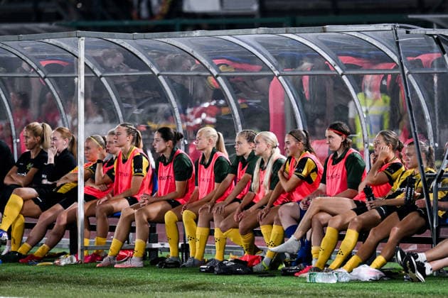 260808 Players of Hammarby during the Women s Champions League qualifying match between Juventus and Hammarby on August 8, 2026 in Turin. Photo: Daniele Buffa BILDBYRAN COP 18 XY0123 fotboll football soccer fotball uefa womens champions league juventus hammarby dam bbeng Copyright: DANIELExBUFFA BB260808BB681