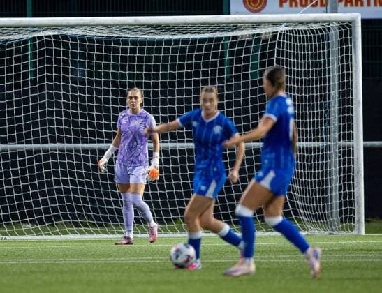 during UEFA Women s Champions League Qualifying Round Two Final match at Petershill Park, Glasgow. Ajax v Rangers Women - UEFA Women s Champions League Qualifying Round Two Final - Petershill Park, Glasgow, Lanarkshire, Scotland, UK - 08 Aug 2026Glasgow Petershill Park Lanarkshire, Scotland United Kingdom EDITORIAL USE ONLY  Copyright: xRangersxFC Shutterstockx 17057281be