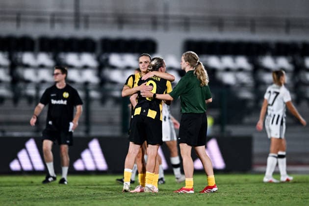260808 Players of Hammarby looks dejected after the Women s Champions League qualifying match between Juventus and Hammarby on August 8, 2026 in Turin. Photo: Daniele Buffa BILDBYRAN COP 18 XY0123 fotboll football soccer fotball uefa womens champions league juventus hammarby dam bbeng depp Copyright: DANIELExBUFFA BB260808BB689