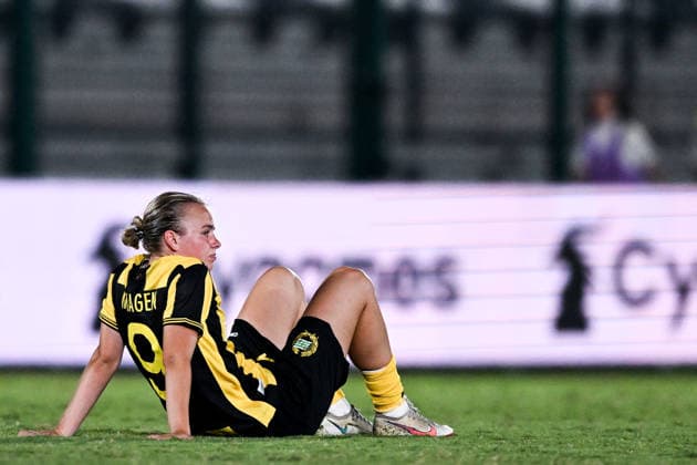 260808 Mari Nyhagen of Hammarby looks dejected after the Women s Champions League qualifying match between Juventus and Hammarby on August 8, 2026 in Turin. Photo: Daniele Buffa BILDBYRAN COP 18 XY0123 fotboll football soccer fotball uefa womens champions league juventus hammarby dam bbeng depp Copyright: DANIELExBUFFA BB260808BB696