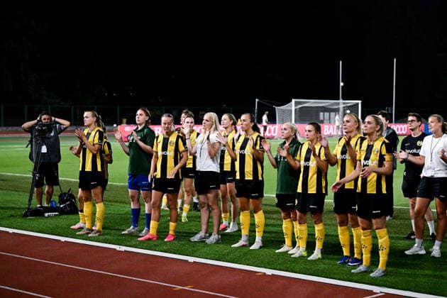 260808 Players of Hammarby looks dejected after the Women s Champions League qualifying match between Juventus and Hammarby on August 8, 2026 in Turin. Photo: Daniele Buffa BILDBYRAN COP 18 XY0123 fotboll football soccer fotball uefa womens champions league juventus hammarby dam bbeng depp Copyright: DANIELExBUFFA BB260808BB698