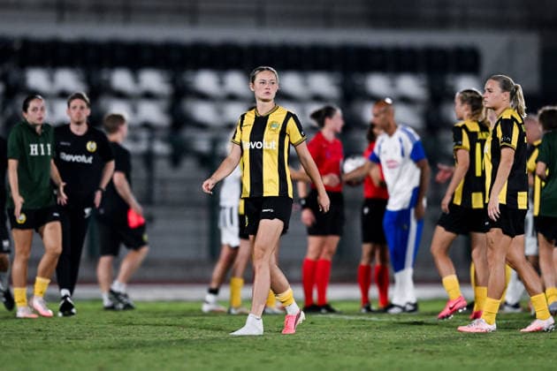 260808 Players of Hammarby looks dejected after the Women s Champions League qualifying match between Juventus and Hammarby on August 8, 2026 in Turin. Photo: Daniele Buffa BILDBYRAN COP 18 XY0123 fotboll football soccer fotball uefa womens champions league juventus hammarby dam bbeng depp Copyright: DANIELExBUFFA BB260808BB699