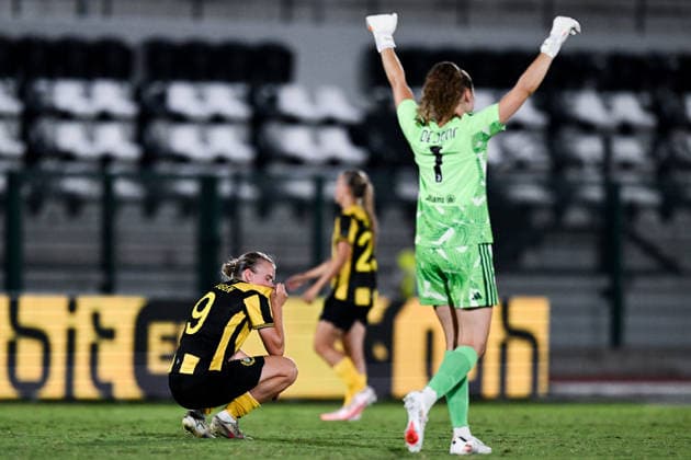 260808 Mari Nyhagen of Hammarby looks dejected after the Women s Champions League qualifying match between Juventus and Hammarby on August 8, 2026 in Turin. Photo: Daniele Buffa BILDBYRAN COP 18 XY0123 fotboll football soccer fotball uefa womens champions league juventus hammarby dam bbeng depp Copyright: DANIELExBUFFA BB260808BB702