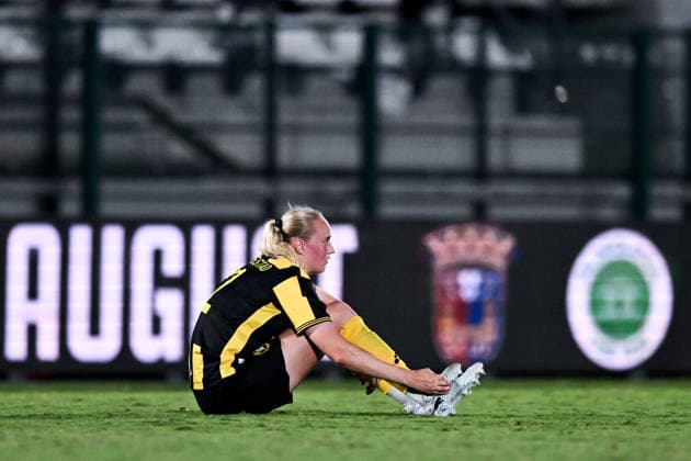 260808 Emilie Bragstad of Hammarby looks dejected after the Women s Champions League qualifying match between Juventus and Hammarby on August 8, 2026 in Turin. Photo: Daniele Buffa BILDBYRAN COP 18 XY0123 fotboll football soccer fotball uefa womens champions league juventus hammarby dam bbeng depp Copyright: DANIELExBUFFA BB260808BB704