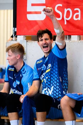 Altensteig: SCup - 26 27 - HC Erlangen - TVB Stuttgart Philipp Meyer (Stuttgart) Jubel Freude Emotion Altensteig Eichwaldhalle Baden-Württemberg Deutschland