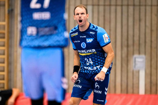 Altensteig: SCup - 26 27 - HC Erlangen - TVB Stuttgart Kai Häfner Haefner (Stuttgart) Jubel Freude Emotion Altensteig Eichwaldhalle Baden-Württemberg Deutschland