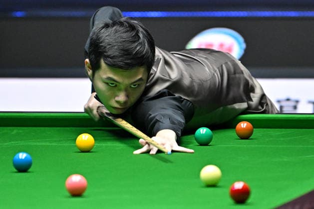 TAIYUAN, CHINA - AUGUST 08: Liu Hongyu of China plays a shot in the Round 1 match against Barry Hawkins of England on day 1 of the 2026 China Open (officially the 2026 Satuo China Open) at the Riverside Sports Centre on August 8, 2026 in Taiyuan, Shanxi Province of China.  Copyright: xChinaxNewsxServicex 111658929079