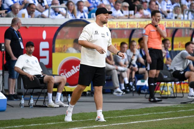 Trainer Lucas Beniermann (SV Meppen) 08.08.2026, Fussball, 3. Liga, Saison 2026 27, 1. Spieltag, MSV Duisburg - SV Meppen 3:0 DFB regulations prohibit any use of photographs as image sequences and or quasi-video Duisburg Schauinsland Reisen Arena Nordrhein Westfalen Deutschland