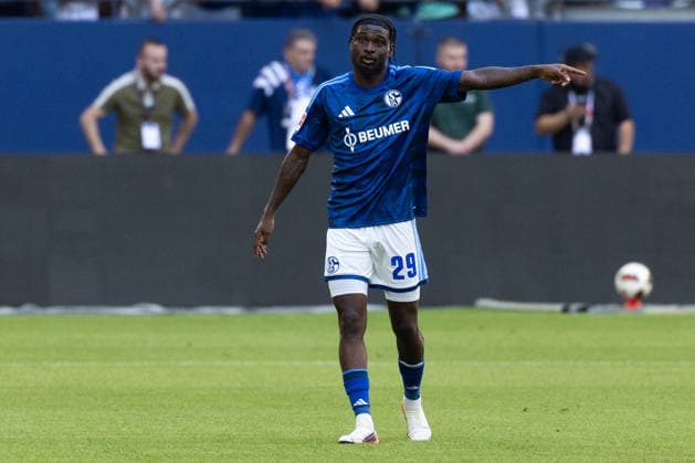 Gelsenkirchen, Germany, 08.08.26, Junior Dina Ebimbe (FC Schalke 04) gestikuliert waehrend des Testspiels zwischen FC Schalke 04 - Atalanta Bergamo in der Veltins Arena in Gelsenkirchen. (Photo by Joachim Bywaletz) DFB DFL REGULATIONS PROHIBIT ANY USE OF PHOTOGRAPHS AS IMAGE SEQUENCES AND OR QUASI-VIDEO. Copyright: JoachimxBywaletz xJB-Sportfoto