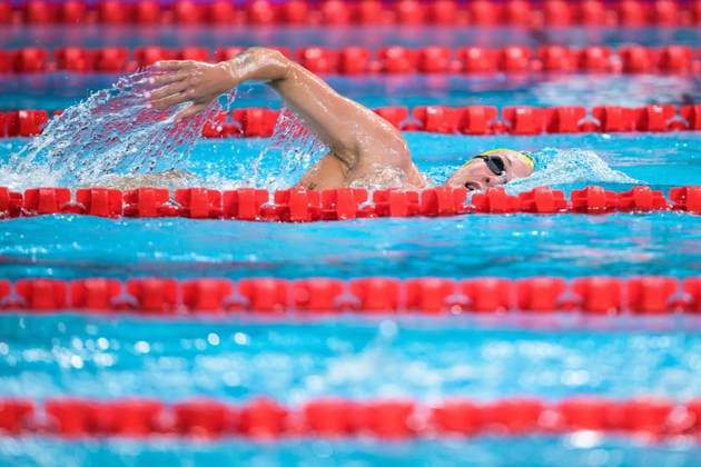 260809 Sarah Sjöström of Sweden at a swimming training session during day ten of the 2026 European Aquatics Championships on August 9, 2026 in Saint-Denis. Photo: Joel Marklund BILDBYRAN kod JM JM0836 bbeng simning swimming svomming 2026 european aquatics championships em träning training practice Sverige Sweden Copyright: JOELxMARKLUND BB260809JM003