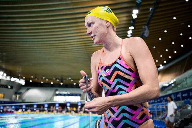 260809 Sarah Sjöström of Sweden at a swimming training session during day ten of the 2026 European Aquatics Championships on August 9, 2026 in Saint-Denis. Photo: Joel Marklund BILDBYRAN kod JM JM0836 bbeng simning swimming svomming 2026 european aquatics championships em träning training practice Sverige Sweden Copyright: JOELxMARKLUND BB260809JM007