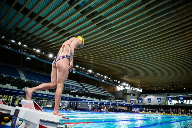 260809 Sarah Sjöström of Sweden at a swimming training session during day ten of the 2026 European Aquatics Championships on August 9, 2026 in Saint-Denis. Photo: Joel Marklund BILDBYRAN kod JM JM0836 bbeng simning swimming svomming 2026 european aquatics championships em träning training practice Sverige Sweden Copyright: JOELxMARKLUND BB260809JM008