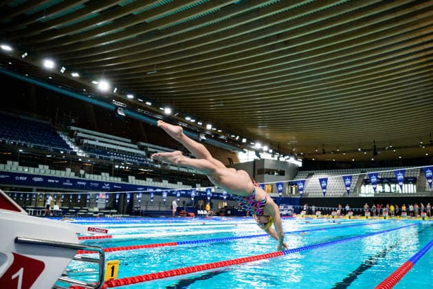 260809 Sarah Sjöström of Sweden at a swimming training session during day ten of the 2026 European Aquatics Championships on August 9, 2026 in Saint-Denis. Photo: Joel Marklund BILDBYRAN kod JM JM0836 bbeng simning swimming svomming 2026 european aquatics championships em träning training practice Sverige Sweden Copyright: JOELxMARKLUND BB260809JM009