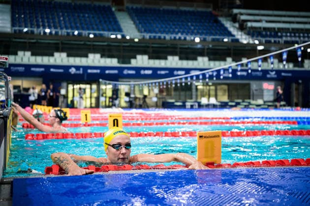 260809 Sarah Sjöström of Sweden at a swimming training session during day ten of the 2026 European Aquatics Championships on August 9, 2026 in Saint-Denis. Photo: Joel Marklund BILDBYRAN kod JM JM0836 bbeng simning swimming svomming 2026 european aquatics championships em träning training practice Sverige Sweden Copyright: JOELxMARKLUND BB260809JM010