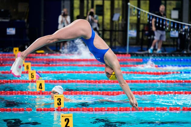 260809 Sara Junevik of Sweden at a swimming training session during day ten of the 2026 European Aquatics Championships on August 9, 2026 in Saint-Denis. Photo: Joel Marklund BILDBYRAN kod JM JM0836 bbeng simning swimming svomming 2026 european aquatics championships em träning training practice Sverige Sweden Copyright: JOELxMARKLUND BB260809JM018