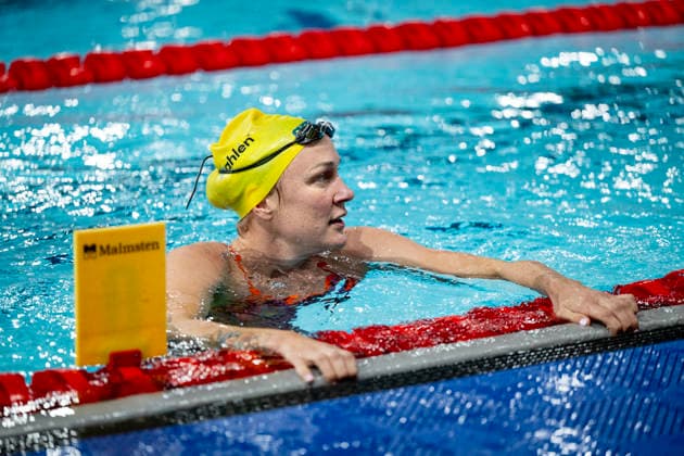 PARIS, FRANKRIKE 20260809 Sarah Sjöström under söndagens träning inför Sim-EM i Paris.