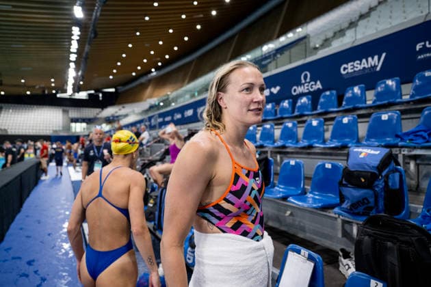 PARIS, FRANKRIKE 20260809 Sarah Sjöström under söndagens träning inför Sim-EM i Paris.