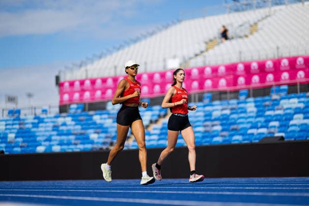 BIRMINGHAM, UNITED KINGDOM - AUGUST 9: Audrey Werro of Switzerland and Veronica Vancardo of Switzerland during the European Athletics Championships at Alexander Stadium on August 9, 2026 in Birmingham, United Kingdom. England United Kingdom Copyright: xBEAUTIFULxSPORTS TobiasxLacknerx