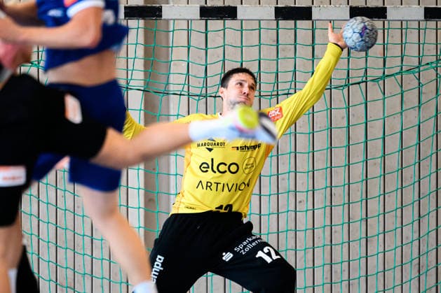 Altensteig: SCup - Spiel Platz 3 - 26 27 - HBW Balingen - HC Erlangen Torhueter Daniel Rebmann (HBW Balingen) Altensteig Eichwaldhalle Baden-Württemberg Deutschland
