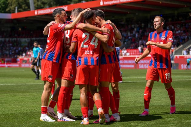 Fußball, 2. Bundesliga, 20260808, 1. FC Heidenheim - VfL Osnabrück. Im Bild Tor 2:1 Torschütze, Marcel COSTLY (Heidenheim, 24). Heidenheim Voith-Arena Baden-Württemberg Deutschland Copyright: Passion2Press MarkusxFischerx