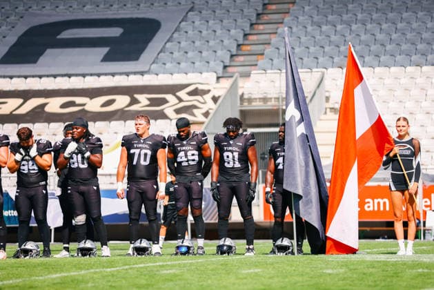 AMERICAN FOOTBALL - EFA, Raiders vs Musketeers INNSBRUCK,AUSTRIA,09.AUG.26 - AMERICAN FOOTBALL - EFA, Raiders Tirol vs Paris Musketeers. Image shows the team of Raiders.  GEPAxpictures xOleskiixMarusyk