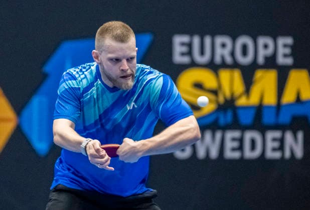 MALMÖ 2026-08-09 Nikita Artemenko of Russia hits a backhand in the match against Alvaro Robles of Spain in the second qualifying round of the WTT Europe Smash Sweden 2026 Table tennis, Tischtennis tournament at Baltiska Hallen in Malmö, Sweden, on August 9, 2026. MALMÖ SWEDEN x50090x