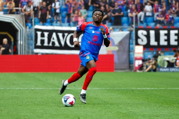 Kazeem Olaigbe (FC Basel, 11) am Ball , Schweiz, Fussball, Super League, 3.Spieltag, 2026 2027, FC Basel 1893 vs. FC Thun, 09.08.2026, Basel Sankt Jakob Park Schweiz Copyright: xGrantxHubbsx