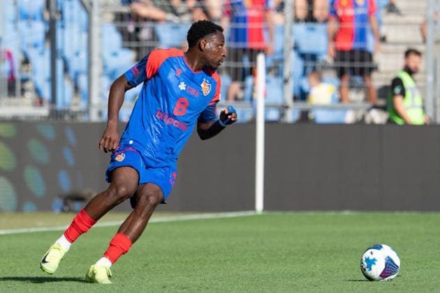 BASEL, SWITZERLAND - August 9: Philip Otele of Basel in action during the Swiss Super League 2026 27 match between FC Basel 1893 and FC Thun at St. Jakob-Park on August 9, 2026 in Basel, Switzerland. Basel Basel-Stadt Switzerland Copyright: xJustPictures.ch PascalxvonxBürenx jp-en-EuSpIm-Pavo_Fotografie-07130