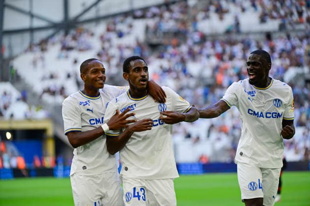 FOOTBALL : Olympique de Marseille VS Athletic Club Bilbao - 09 08 2026 Joy OM - But Tadjidine Mmadi - Pre-season friendly between Olympique de Marseille and Athletic Club Bilbao on August 9, 2026 at the CEPAC Velodrome Stadium in Marseille. MarseilleFrance  Copyright: xWilliamxCannarellax
