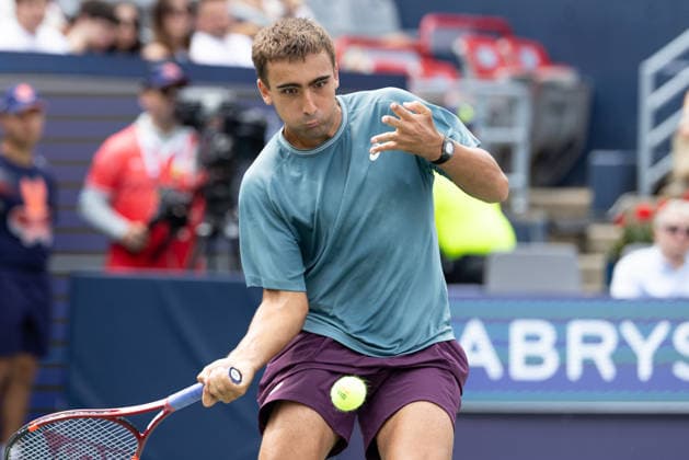 August 9, 2026, Montreal, Quebec, Canada: DANIEL MERIDA from Spain forehand in match against Tallon Griekspoor from Nederlands in round of 16 at Canadian Open at IGA stadium in Montreal, Quebec, Canada on 2026-08-09 Montreal Canada - ZUMAl189 20260809_zsp_l189_011 Copyright: xYannickxLegarex