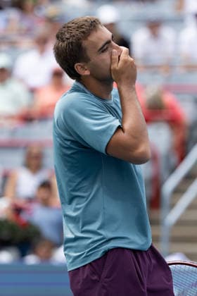 August 9, 2026, Montreal, Quebec, Canada: DANIEL MERIDA from Spain reaction in match against Tallon Griekspoor from Nederlands in round of 16 at Canadian Open at IGA stadium in Montreal, Quebec, Canada on 2026-08-09 TENNIS: Canadian Open Montreal 2026  - ZUMAl189 20260809_zsp_l189_008 Copyright: xYannickxLegarex