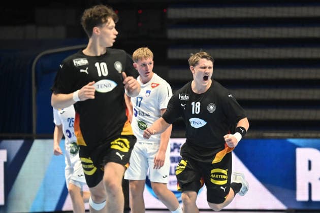 GERMANY vs SLOVENIA MALTE MARTIN ELZE handball U18 Gernany national team, Nationalteam vs Slovenia during EHF U18 European Championship, EM, Europameisterschaft final match at Aleksandar Nikolic Pionir hall, Belgrade 09.08.2026 Foto: HANDBALL, SERBIA, EHF EUROPEAN U18 CHAMPIONSHIP, GERMANY, SLOVENIA Belgrade Aleksandar Nikolic Pionir arena Serbia Copyright: xMarkoxMetlasx xMNxPressx
