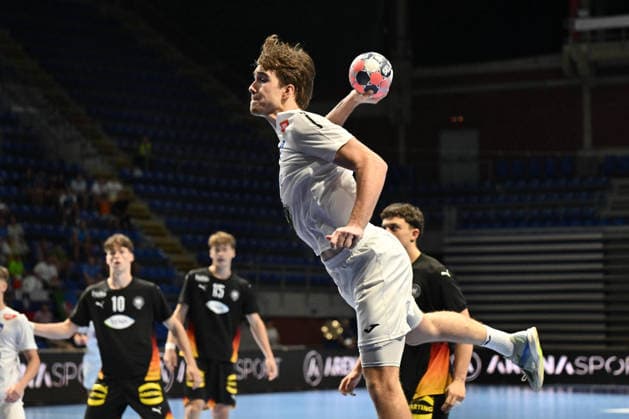 GERMANY vs SLOVENIA OMAR AJSIC handball U18 Gernany national team, Nationalteam vs Slovenia during EHF U18 European Championship, EM, Europameisterschaft final match at Aleksandar Nikolic Pionir hall, Belgrade 09.08.2026 Foto: HANDBALL, SERBIA, EHF EUROPEAN U18 CHAMPIONSHIP, GERMANY, SLOVENIA Belgrade Aleksandar Nikolic Pionir arena Serbia Copyright: xMarkoxMetlasx xMNxPressx