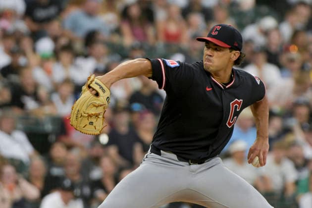 Cleveland Guardians starting pitcher Joey Cantillo (54) throws against Chicago White Sox during the first inning at Rate Field in Chicago, IL on Sunday, August 9, 2026.  CHI20260809103 MARKxBLACK