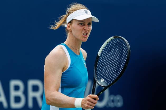 August 9, 2026, Toronto, On, Canada: Liudmila Samsonova reacts during a match against Elena Rybakina of Kazakhstan during round of 16 National Bank Open tennis action in Toronto, on Sunday, Aug. 9, 2026. Canada News - August 9, 2026  - ZUMAc35_ 20260809_zaf_c35_047 Copyright: xKeitoxNewmanx