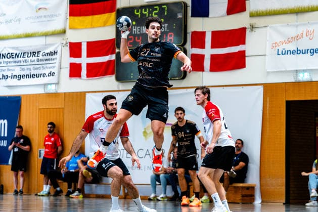 09.08.2026, xdobgx, Handball Heide-Cup 2026, HOJ Elite - Provence Aix v.l. Nikoloz Kalandadze (PAUC Handball, 27) beim Wurf, in action, throwing Schneverdingen